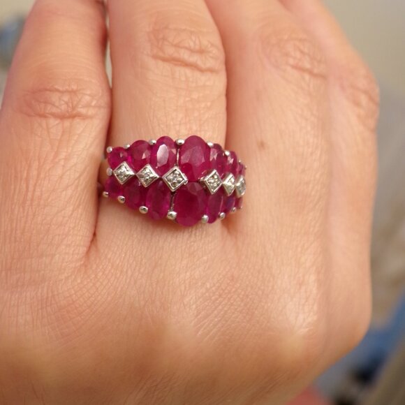 HIGH QUALITY Natural Ruby ring, 925 Sterling Silver Cherry Red Natural Ruby Band - Picture 8 of 8